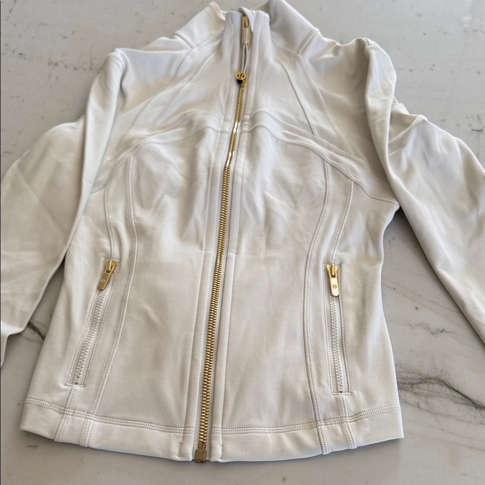 lululemon athletica Cream Cropped Jacket with Gold Details